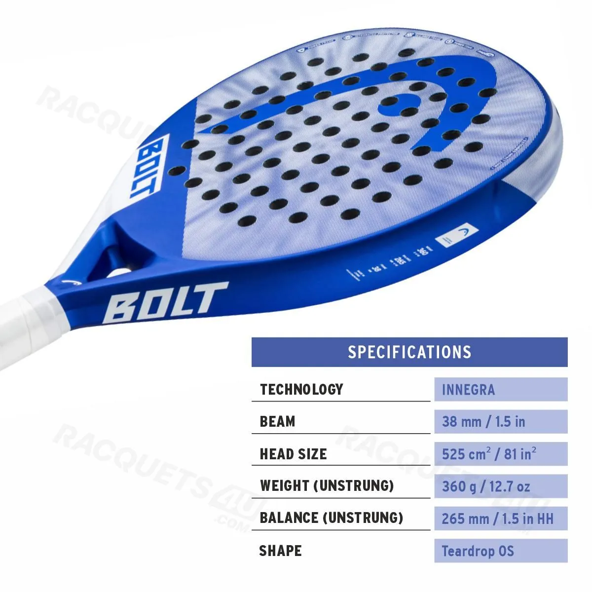 HEAD BOLT 2023 PADEL RACQUET (BLUE/WHITE)