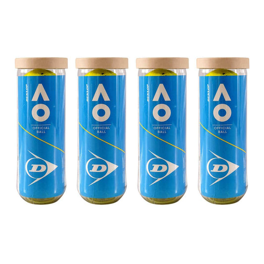 Dunlop Australian Open (AO) Tennis Balls - 1 Dozen (4 Cans)