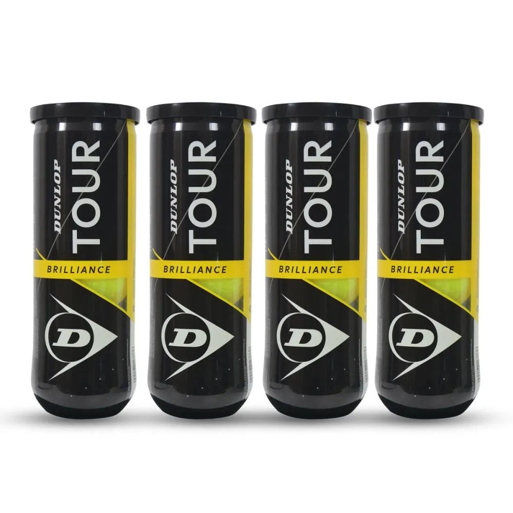 Dunlop Tour Brilliance Tennis Ball – Pack of 4 Cans (12 Balls)