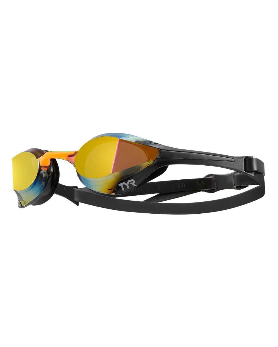 TYR Tracer-X Elite Mirrored Racing Goggles | GOLD ORANGE - Competitive Swimming Goggles