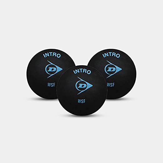 DUNLOP Blue Dot Squash Ball (Black, Blue-DOT) (Pack Of 3 )