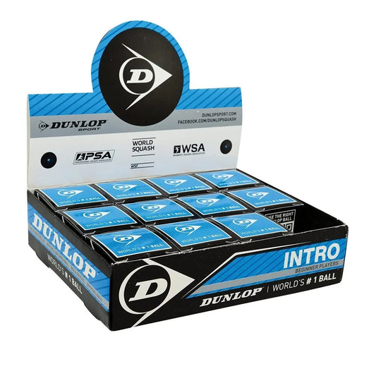 DUNLOP INTRO Blue Dot Squash Ball Box (12 Pieces)