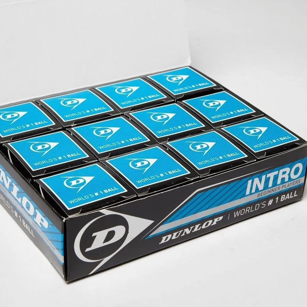 DUNLOP INTRO Blue Dot Squash Ball Box (12 Pieces)