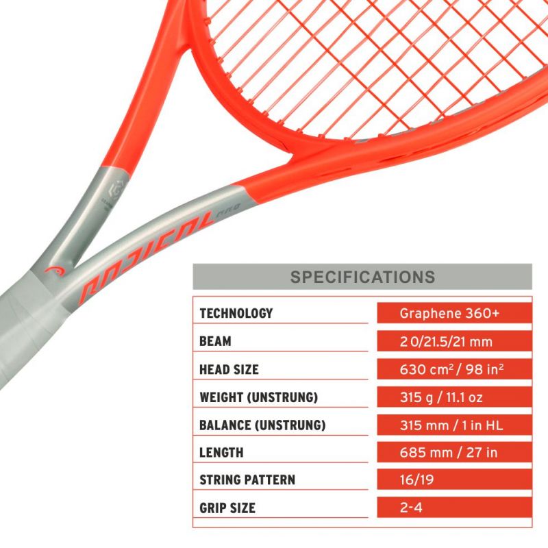 HEAD RADICAL PRO 2021 TENNIS RACQUET (UNSTRUNG)