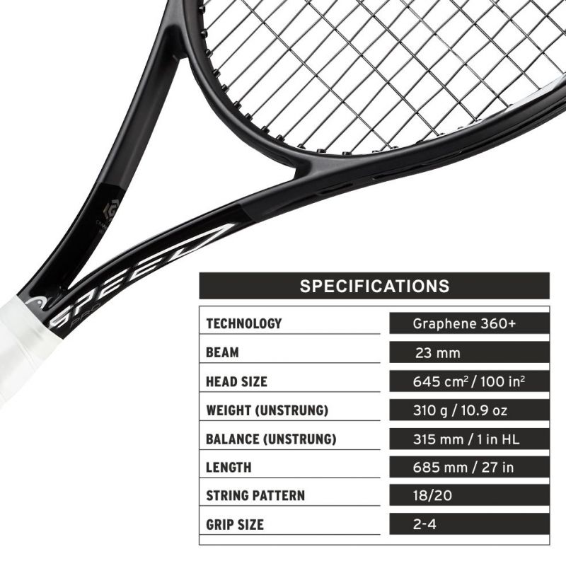 HEAD Graphene 360+ SPEED PRO BLACK Tennis Racquet (Unstrung)