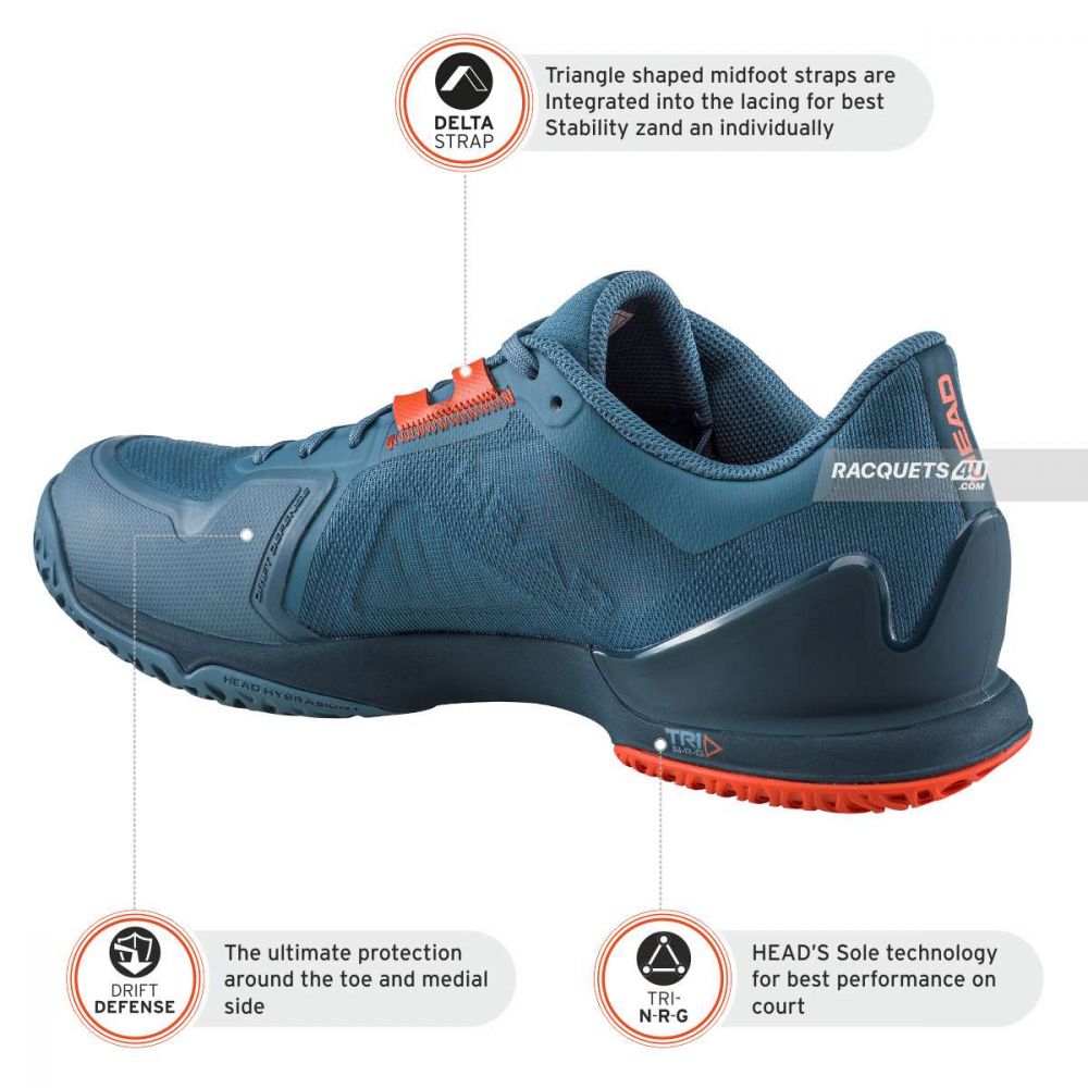 HEAD SPRINT PRO 3.5 TENNIS SHOES (BLUESTONE-ORANGE)