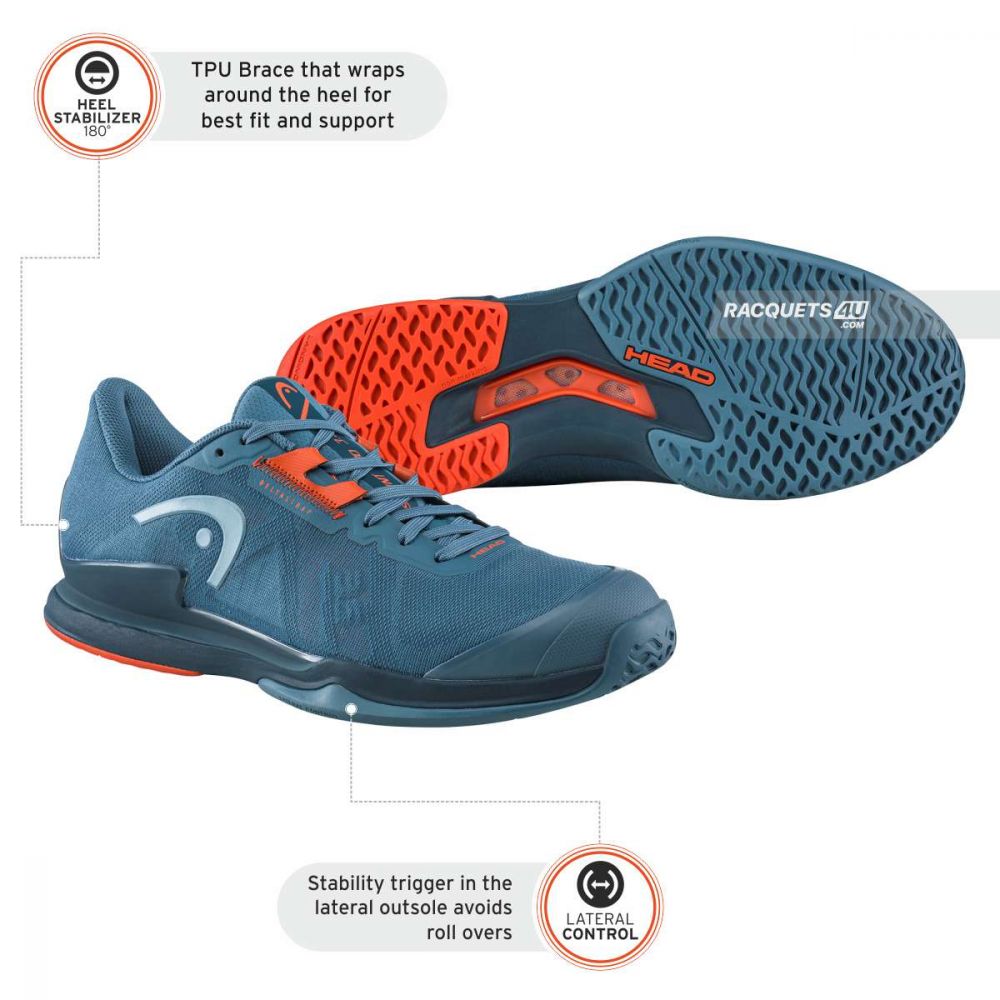 HEAD SPRINT PRO 3.5 TENNIS SHOES (BLUESTONE-ORANGE)