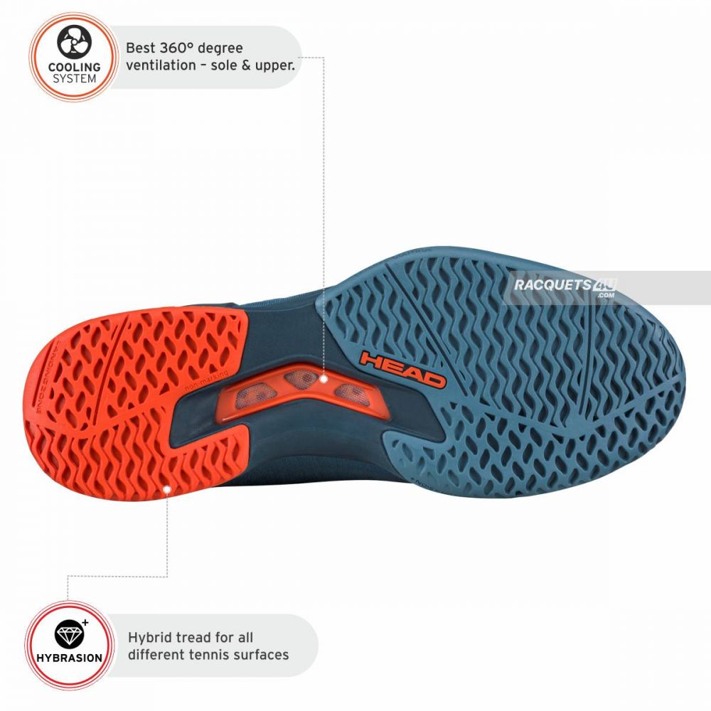 HEAD SPRINT PRO 3.5 TENNIS SHOES (BLUESTONE-ORANGE)