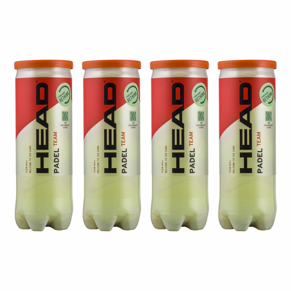 HEAD Padel Team Ball – Pack of 4 Cans (12 Pressurised Balls)
