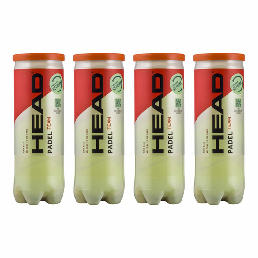 HEAD Padel Team Ball – Pack of 4 Cans (12 Pressurised Balls)