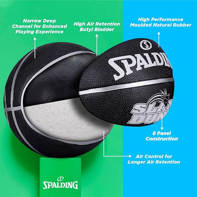 Spalding Slamdunk Rubber Basketball, Size 7 (Black)