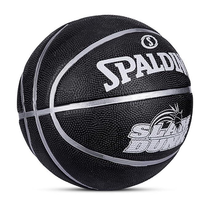 Spalding Slamdunk Rubber Basketball, Size 7 (Black)