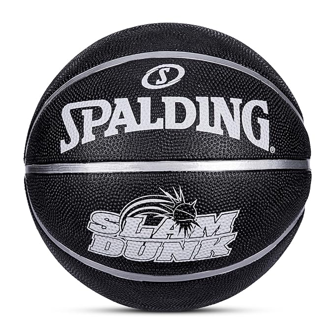 Spalding Slamdunk Rubber Basketball, Size 7 (Black)