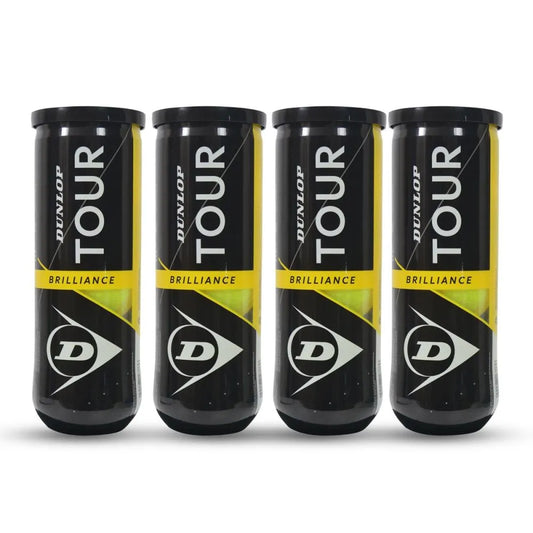 Dunlop Tour Brilliance Tennis Ball – Pack of 4 Cans (12 Balls)